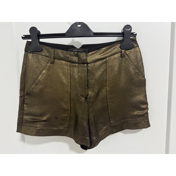 BCBGMAXAZRIA XXS‎ High Waist Metallic Gold Shorts Dressy Party - Picture 4 of 10